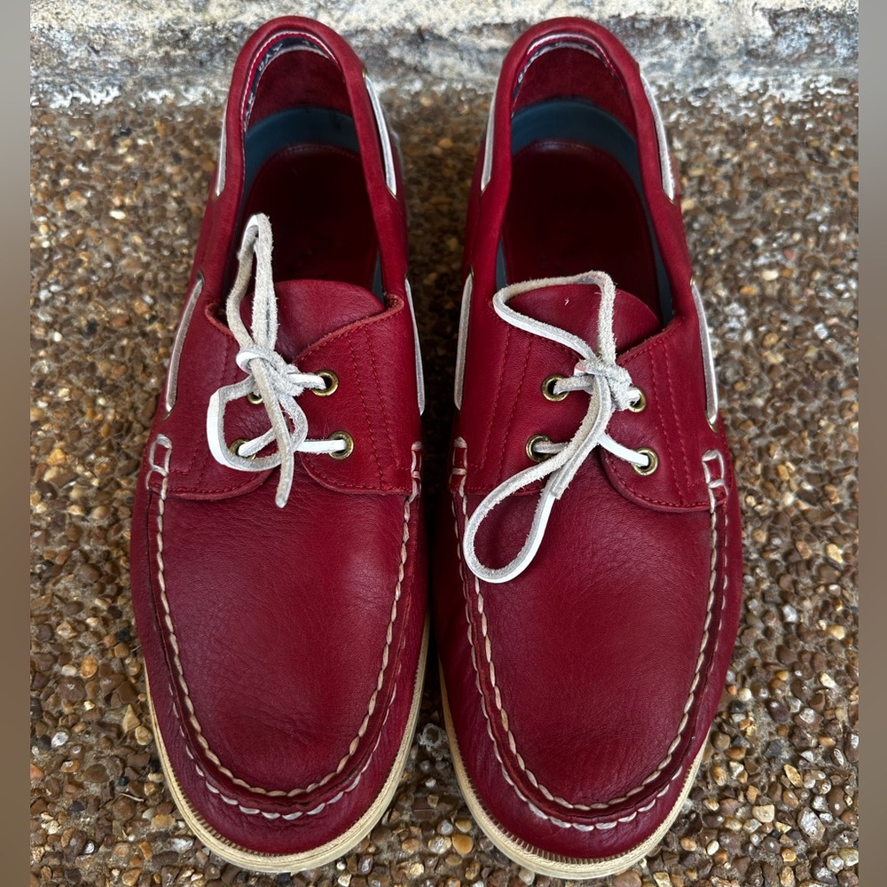 Red Leather Men's Boat Shoes